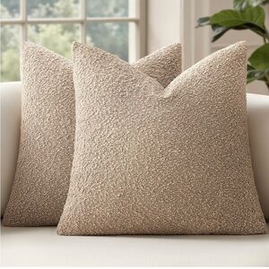 NWT MIULEE 16x16 Inch Pillow Covers Set of 2, Textured Boucle, Khaki